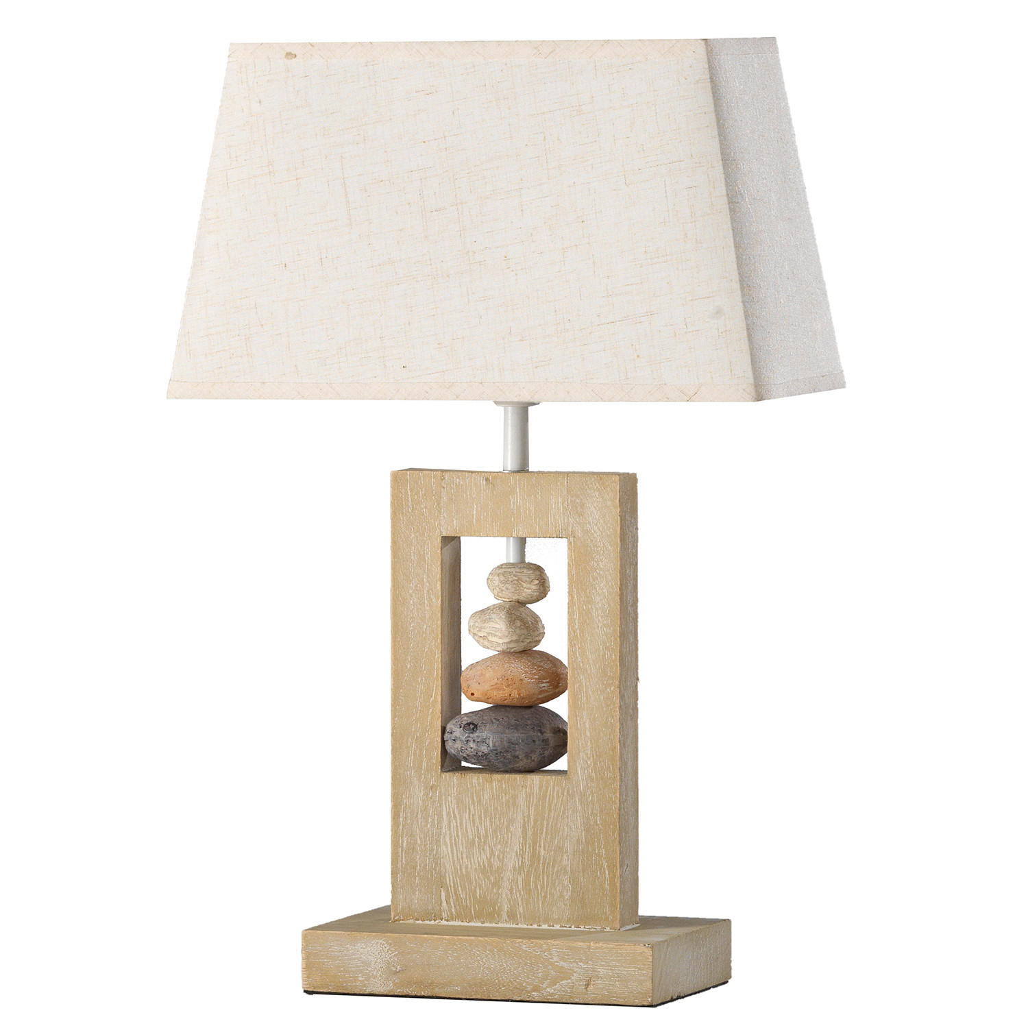 STOLNÍ LAMPA, E27, 30/13/46 cm - béžová, Natur, dřevo/textil (30/13/46cm)