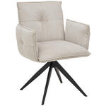 ARMLEHNSTUHL  in Eisen Cord  - Beige/Schwarz, Design, Textil/Metall (63,5/85/63,5cm) - Novel