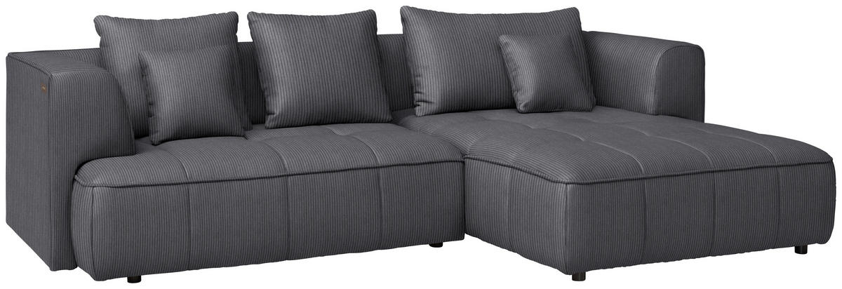 ECKSOFA  in Feincord Dunkelgrau  288/188 cm  - Dunkelgrau/Schwarz, Design, Kunststoff/Textil (288/188cm) - Welnova