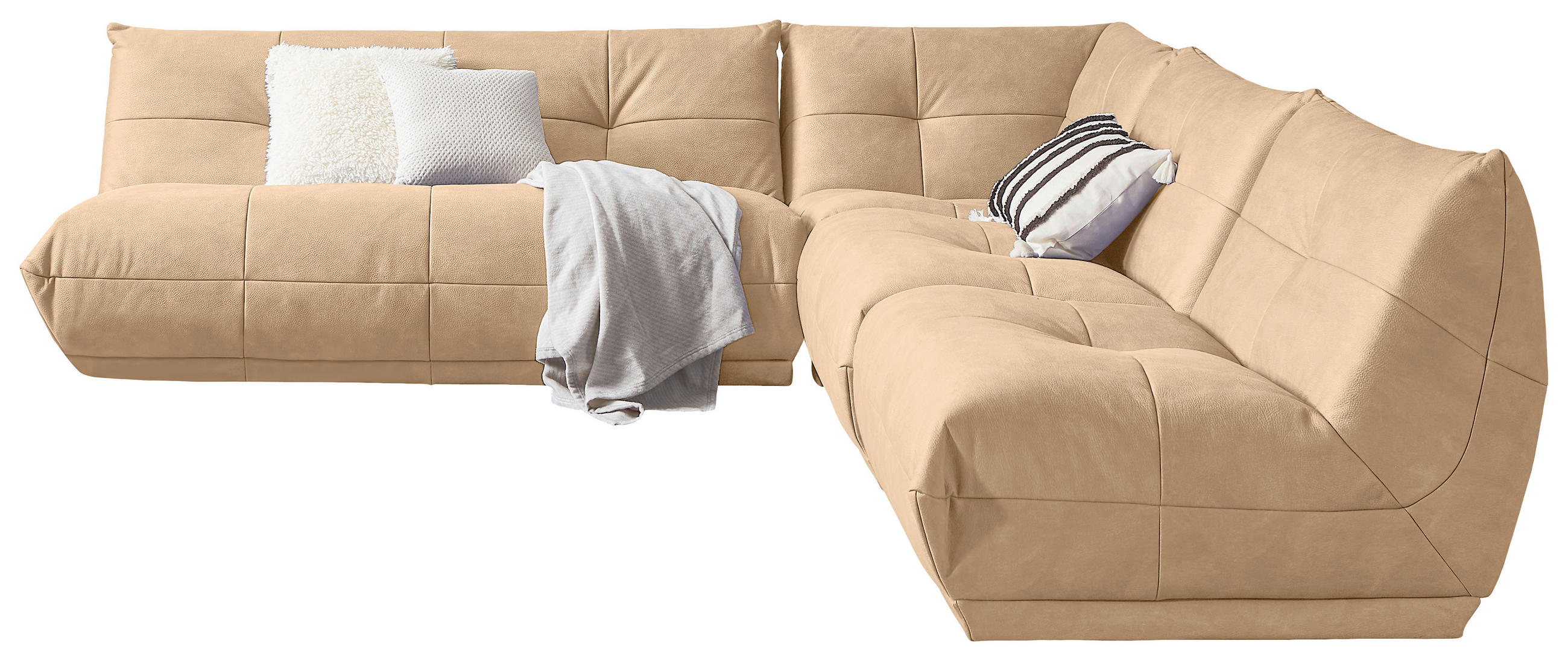 ECKSOFA Beige Lederlook  - Beige, Trend, Textil (285/315cm) - Livetastic
