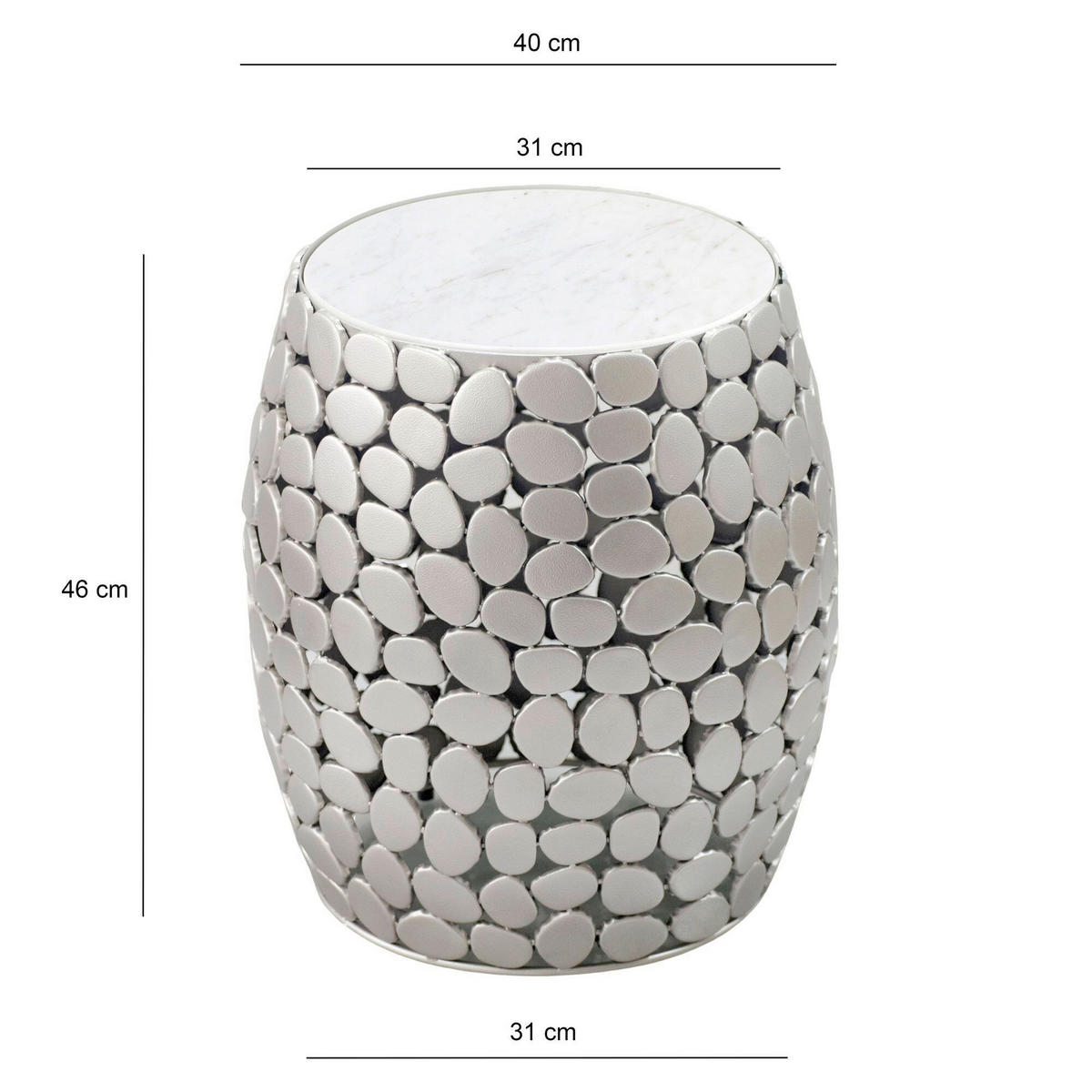 BEISTELLTISCH Silberfarben rund  - Silberfarben, Design, Stein/Metall (40/46/40cm) - Livetastic