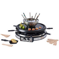 RACLETTE-/ FONDUE-STATION  - Edelstahlfarben/Schwarz, KONVENTIONELL, Holz/Kunststoff (41/28cm) - Homeware Profession.