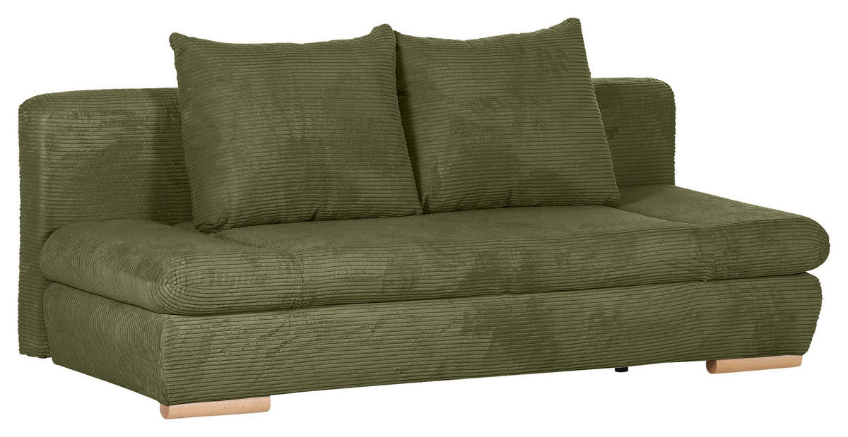 SCHLAFSOFA in Cord Grün  - Naturfarben/Grün, KONVENTIONELL, Holz/Textil (200/75/92cm) - home24