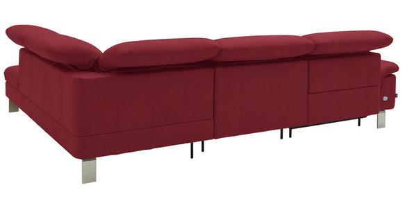 ECKSOFA in Echtleder Rot  - Edelstahlfarben/Rot, Design, Leder/Metall (309/233cm) - Dieter Knoll