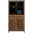 VITRINE  in massiv Mangoholz Naturfarben, Hellbraun - Hellbraun/Schwarz, Design, Glas/Holz (90/180/40cm) - Carryhome