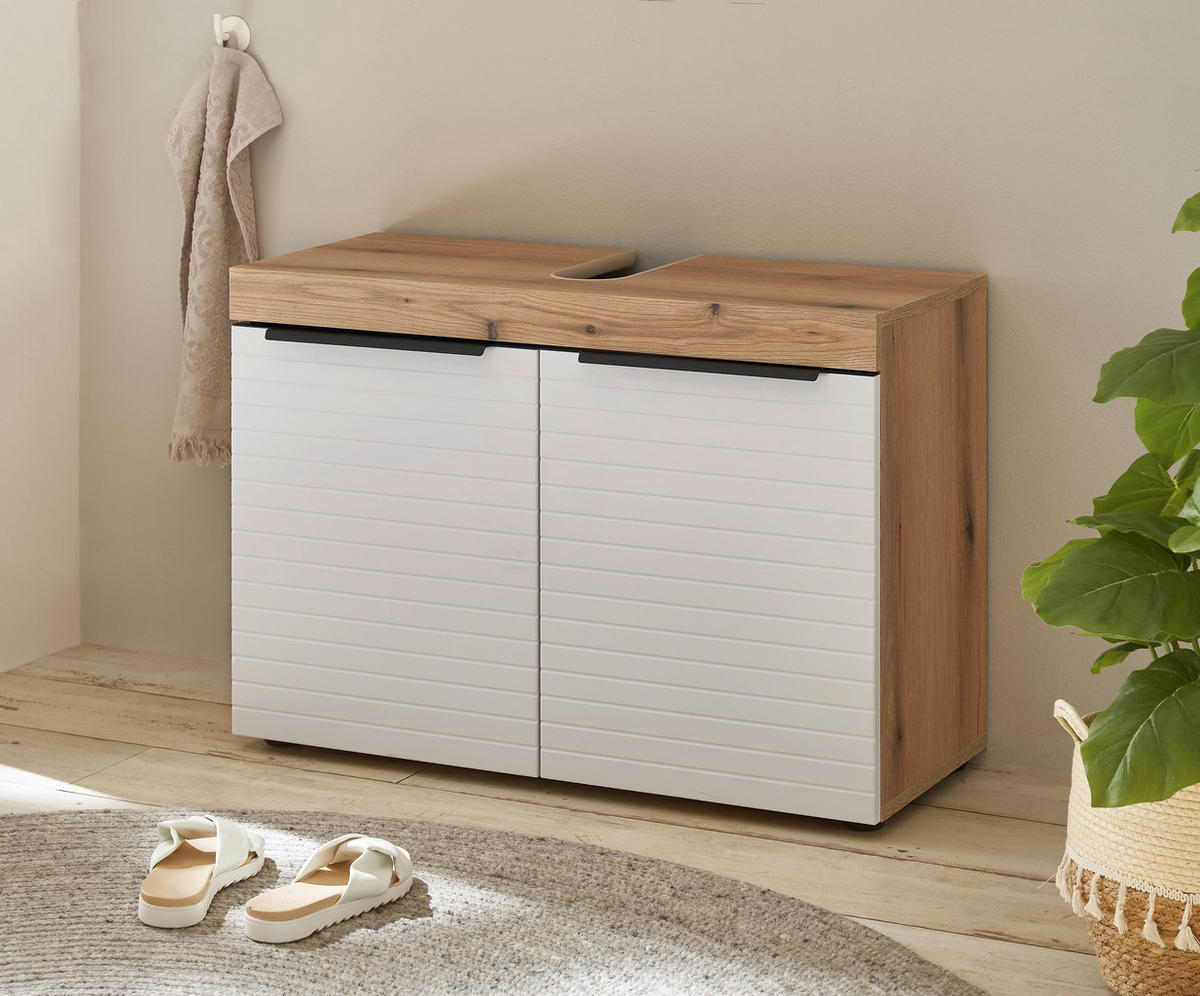 WASCHBECKENUNTERSCHRANK 80/56/34 cm  - Eichefarben/Schwarz, Basics, Holzwerkstoff/Kunststoff (80/56/34cm) - MID.YOU