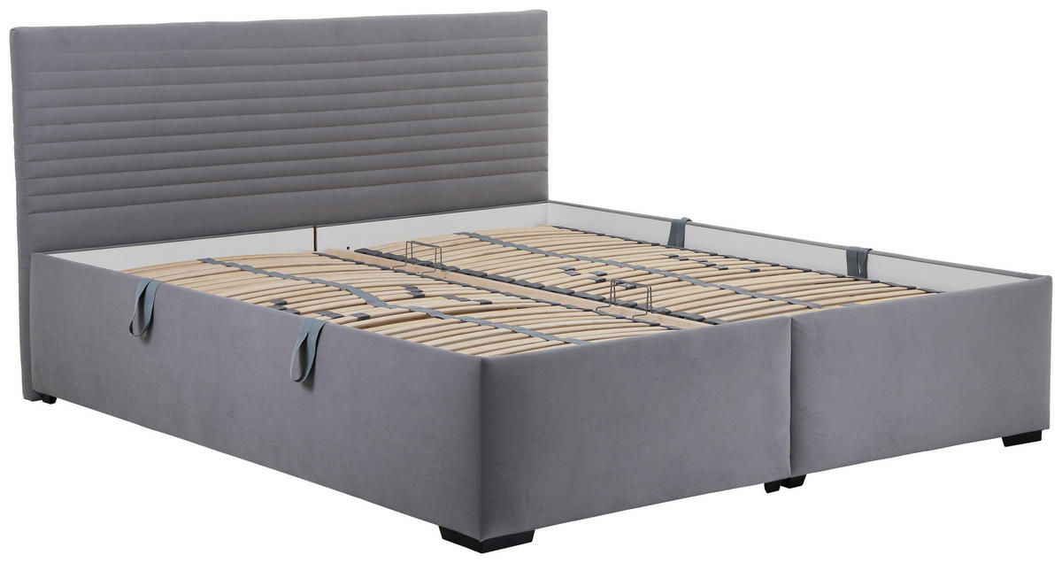 ČALÚNENÁ POSTEĽ, 180/200 cm, sivá - čierna/sivá, Basics, drevo/textil (180/200cm) - Blanar