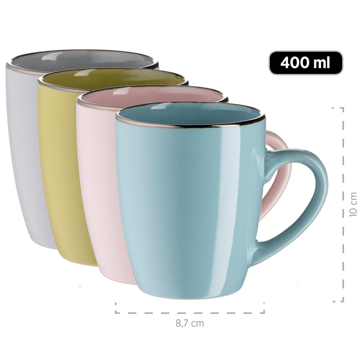 KOMBISERVICE Metallic Rim 16-teilig  - Blau/Rosa, Basics, Keramik (37/23,5/32,3cm) - Mäser