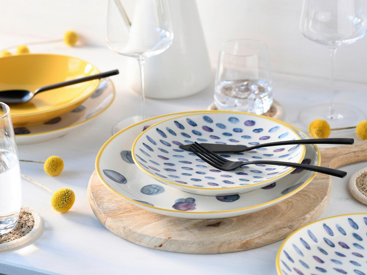 TAFELSERVICE Maisie 12-teilig  - Blau/Gelb, Basics, Keramik - Creatable