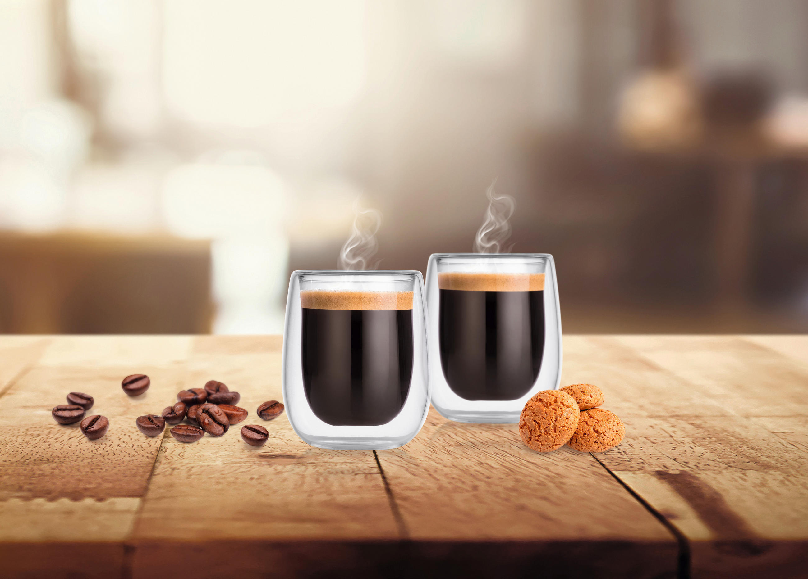 Espressothermogläser 4er Set  4-teilig  - Transparent, Basics, Glas (5,5/6,5/7,5cm) - GOURMETMAXX