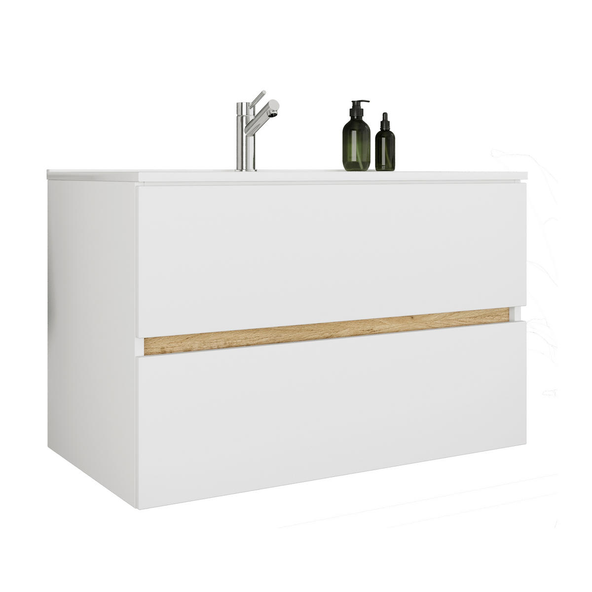 BADEZIMMER 2-teilig  - Honigeiche/Weiss, Trend, Keramik/Holzwerkstoff (81/51/47cm) - MID.YOU