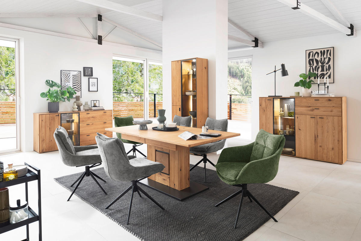 SIDEBOARD 183/88/44 cm  in Wildeiche  - Wildeiche/Anthrazit, Design, Glas/Holz (183/88/44cm) - MID.YOU