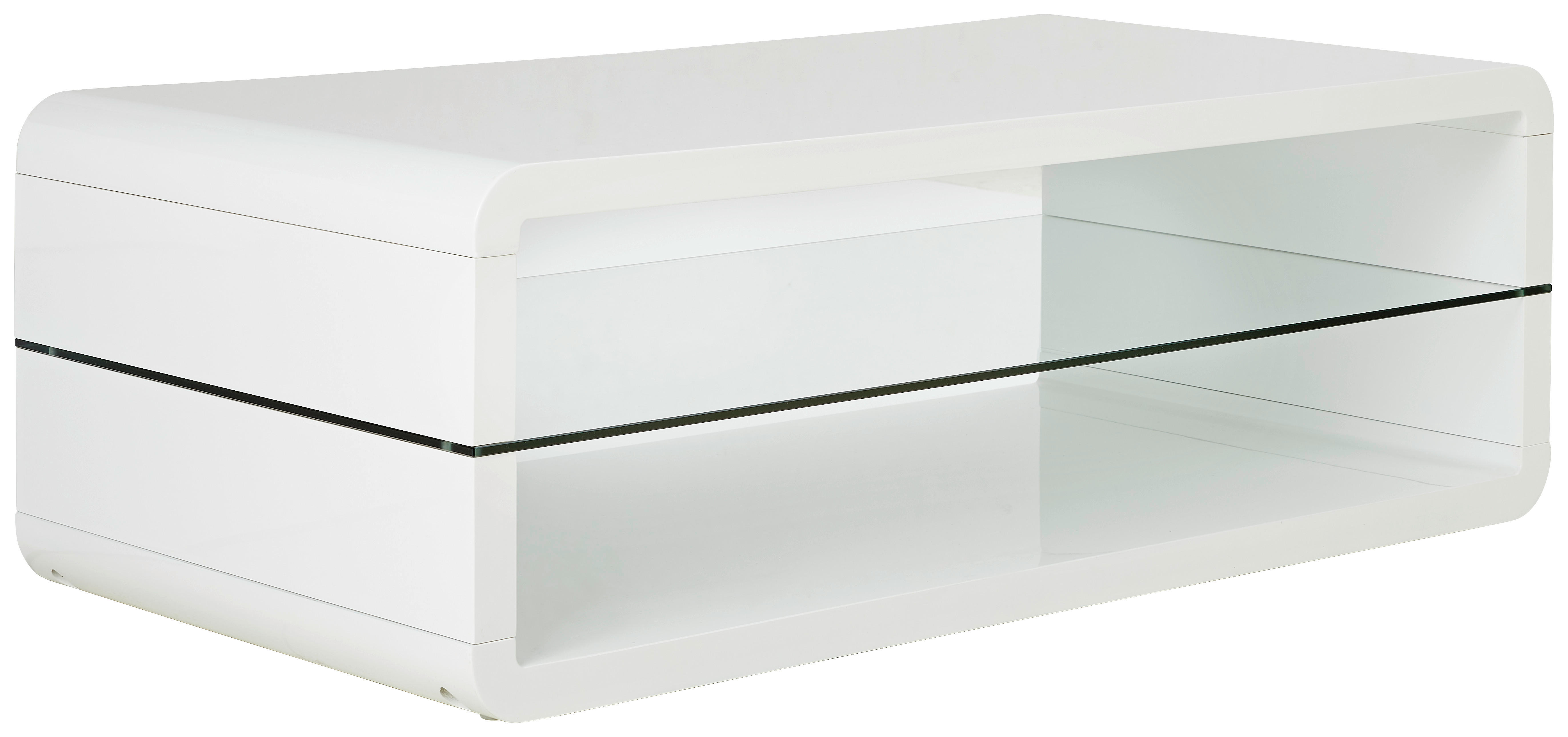 COUCHTISCH Weiß, Weiß Hochglanz  - Weiß Hochglanz/Weiß, Basics, Glas/Holzwerkstoff (120/40/60cm) - MID.YOU