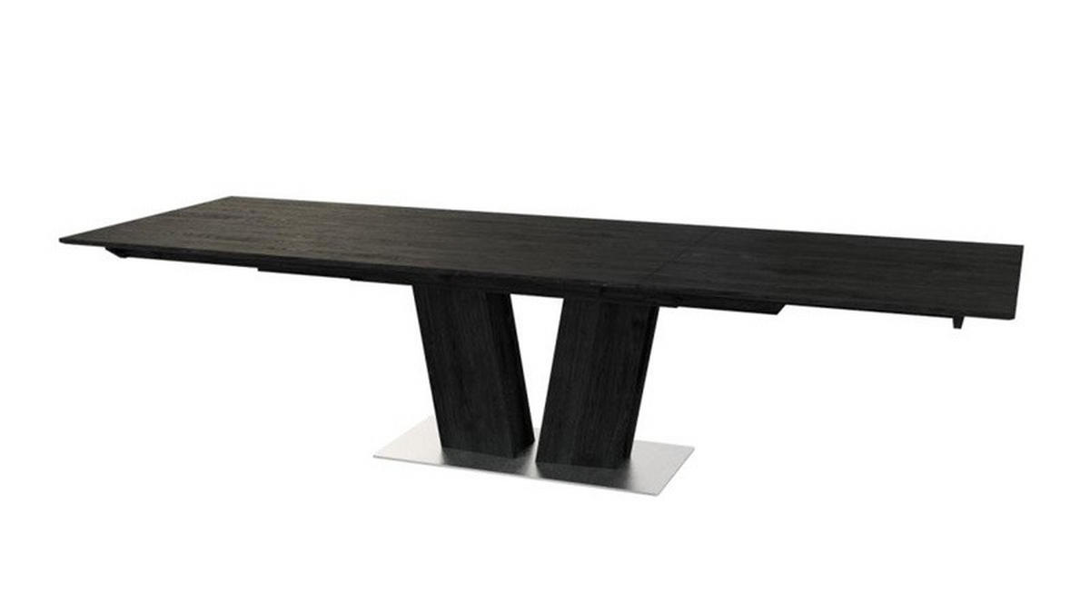 MATBORD 200-300/100/74 cm massivt trä, delar i massivt trä  trä utdragbar, finns i olika träslag rektangulär svart  - svart, Klassisk, trä (200-300/100/74cm) - Skovby