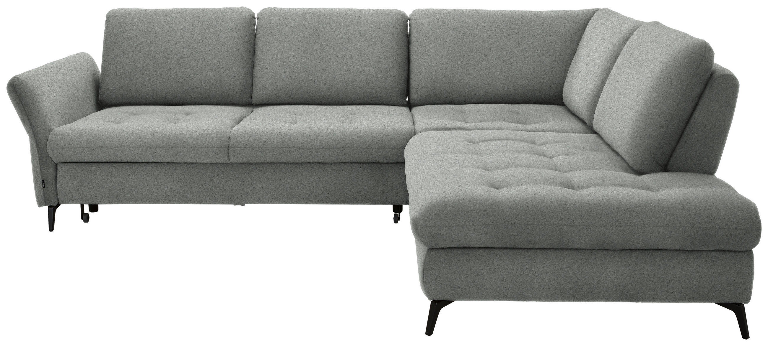 ECKSOFA in Struktur Hellgrau  - Hellgrau/Schwarz, Natur, Textil/Metall (288/233cm) - Valnatura