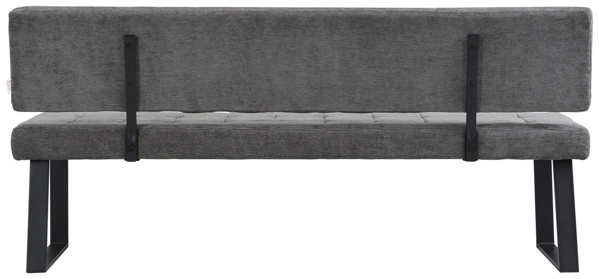 SITZBANK Metall, Textil Hellgrau  - Hellgrau/Schwarz, Modern, Textil/Metall (180/85/56cm) - Livetastic