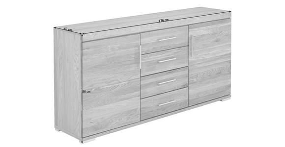 SIDEBOARD Wildeiche teilmassiv geölt Eichefarben, Nickelfarben - Eichefarben/Nickelfarben, KONVENTIONELL, Holz/Metall (176/86/40cm) - Voleo