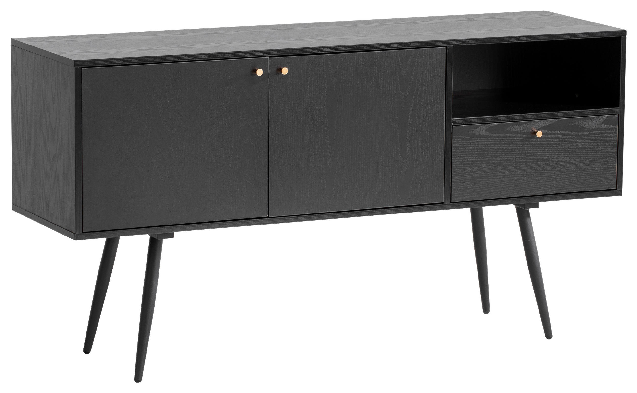 Livetastic Sideboard Schwarz 140x75x40 cm