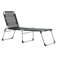 DREIBEINLIEGE 58/42/190 cm  - Schwarz/Alufarben, Basics, Textil/Metall (58/42/190cm) - FIAM