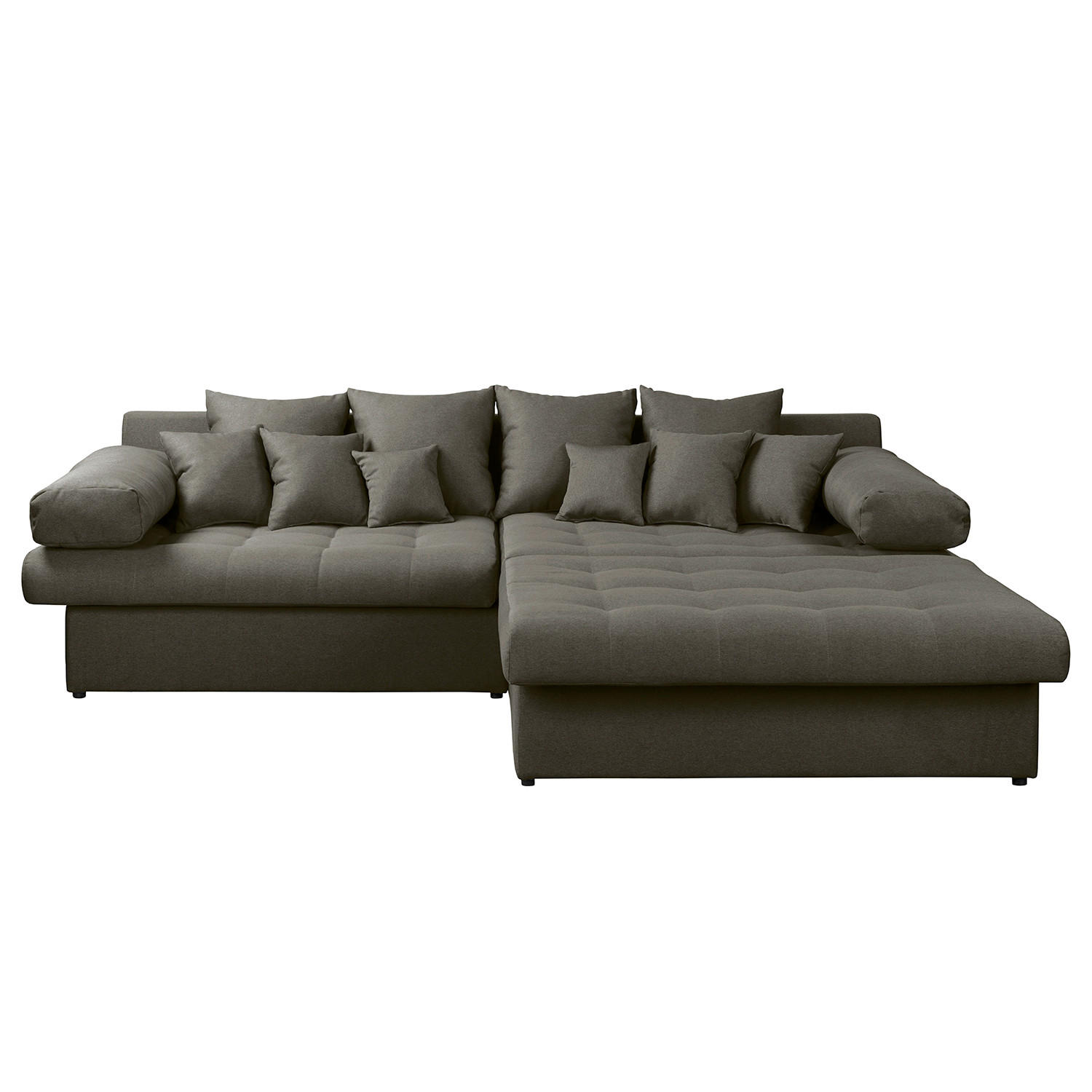 ECKSOFA Naomi in Mikrofaser Dunkelgrau Rückenkissen  284/243 cm  - Dunkelgrau/Schwarz, Design, Kunststoff/Textil (284/243cm) - P & B