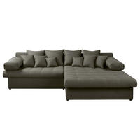 ECKSOFA Naomi in Mikrofaser Dunkelgrau Rückenkissen  284/243 cm  - Dunkelgrau/Schwarz, Design, Kunststoff/Textil (284/243cm) - P & B