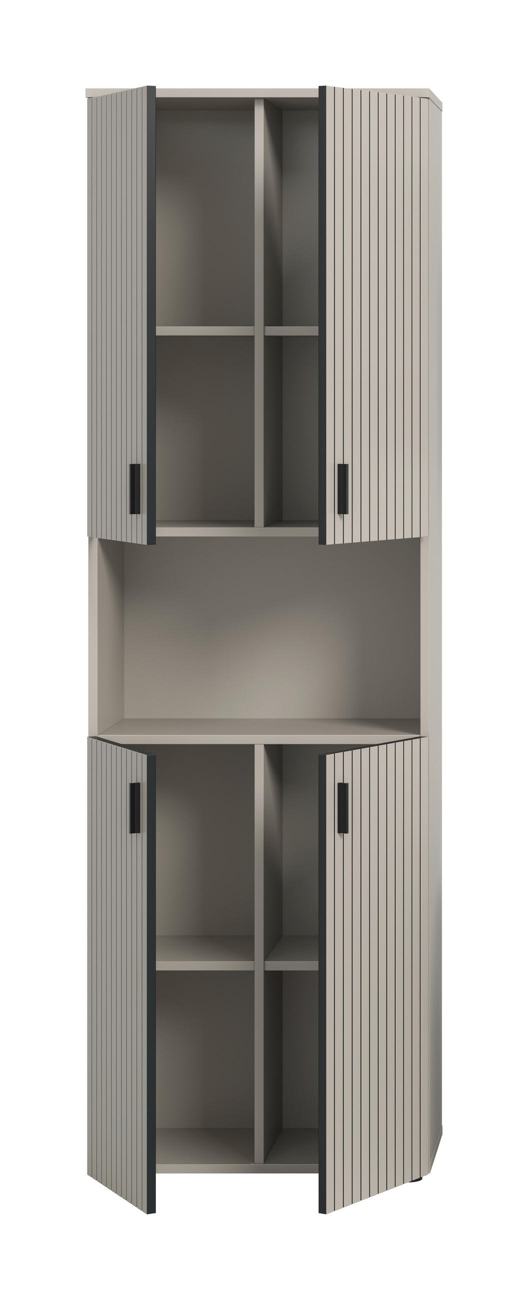 HOCHSCHRANK 60/192/30 cm  - Kaschmir/Schwarz, Trend, Holzwerkstoff/Kunststoff (60/192/30cm) - MID.YOU