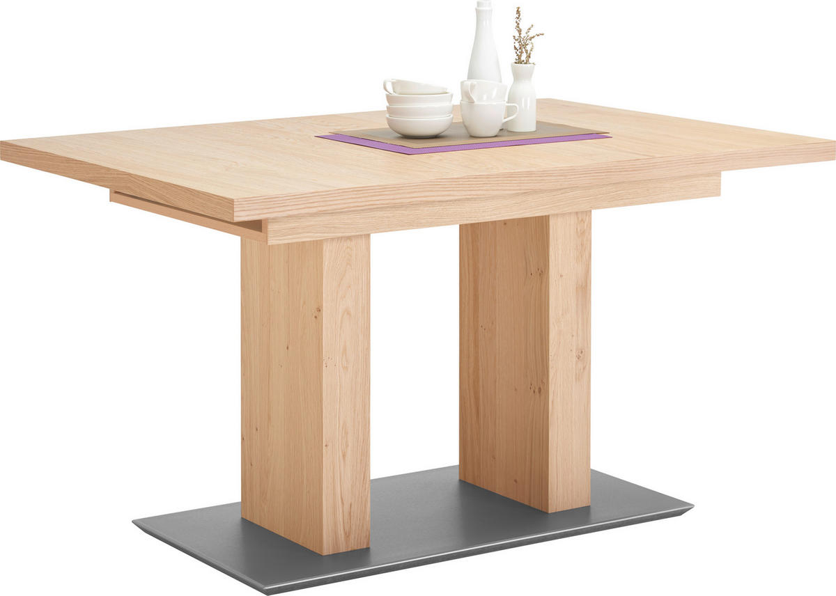 ESSTISCH in Holz, Metall, Holzwerkstoff 120-168/80/75 cm  - Edelstahlfarben/Eichefarben, KONVENTIONELL, Holz/Holzwerkstoff (120-168/80/75cm) - Moderano