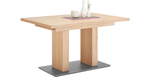 ESSTISCH in Holz, Metall, Holzwerkstoff 120-168/80/75 cm - Edelstahlfarben/Eichefarben, KONVENTIONELL, Holz/Holzwerkstoff (120-168/80/75cm) - Moderano