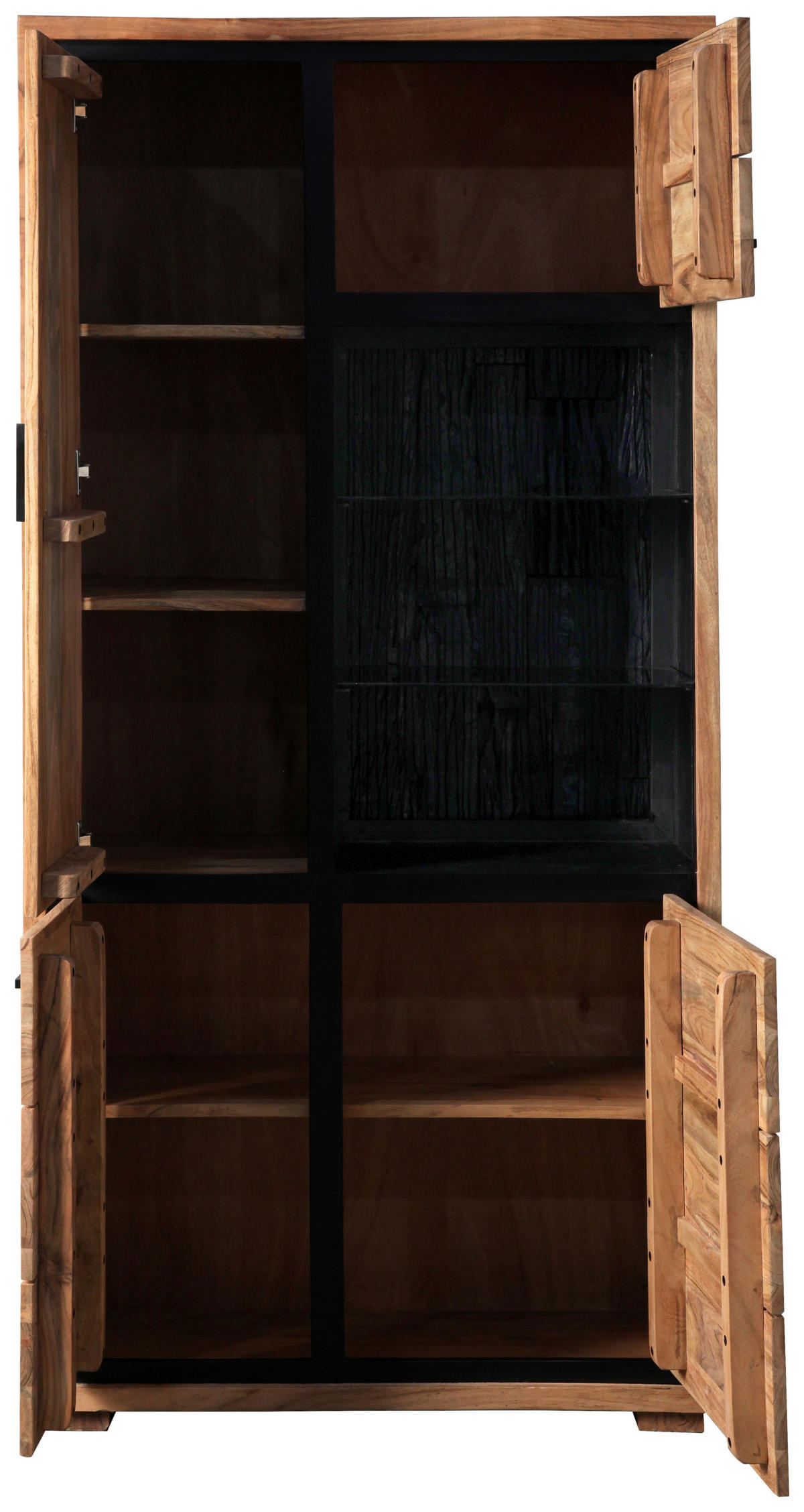 VITRINE in Hartholz Akazie Akaziefarben  - Schwarz/Akaziefarben, LIFESTYLE, Glas/Holz (88/180/40cm) - Landscape