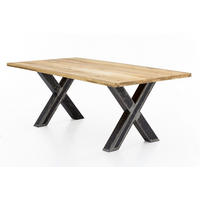 ESSTISCH 240/100/75 cm Echtholz  Holz, Metall rechteckig Naturfarben, Schwarz  - Schwarz/Naturfarben, MODERN, Holz/Metall (240/100/75cm) - MID.YOU