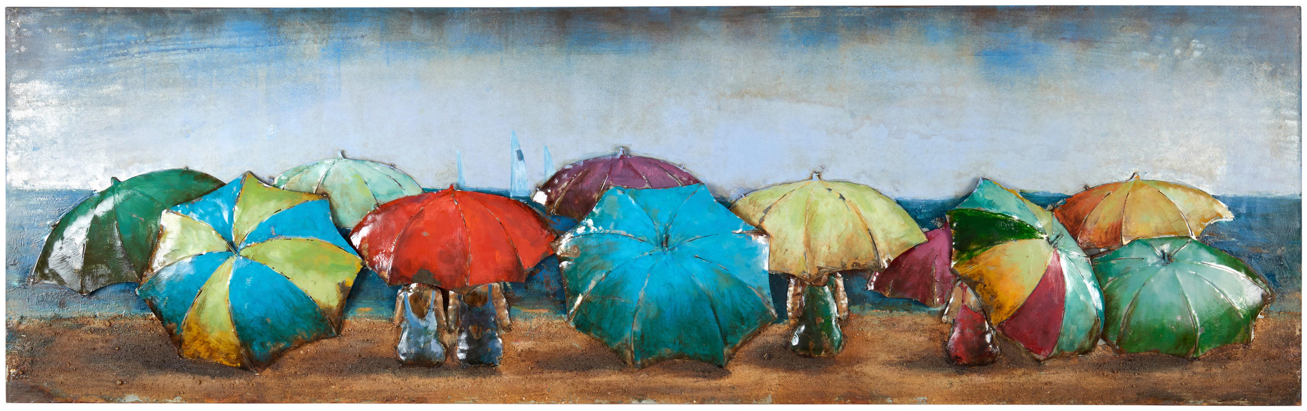 METALLBILD Strand & Meer 180/55 cm  - Multicolor, Basics, Metall (180/55cm) - Monee