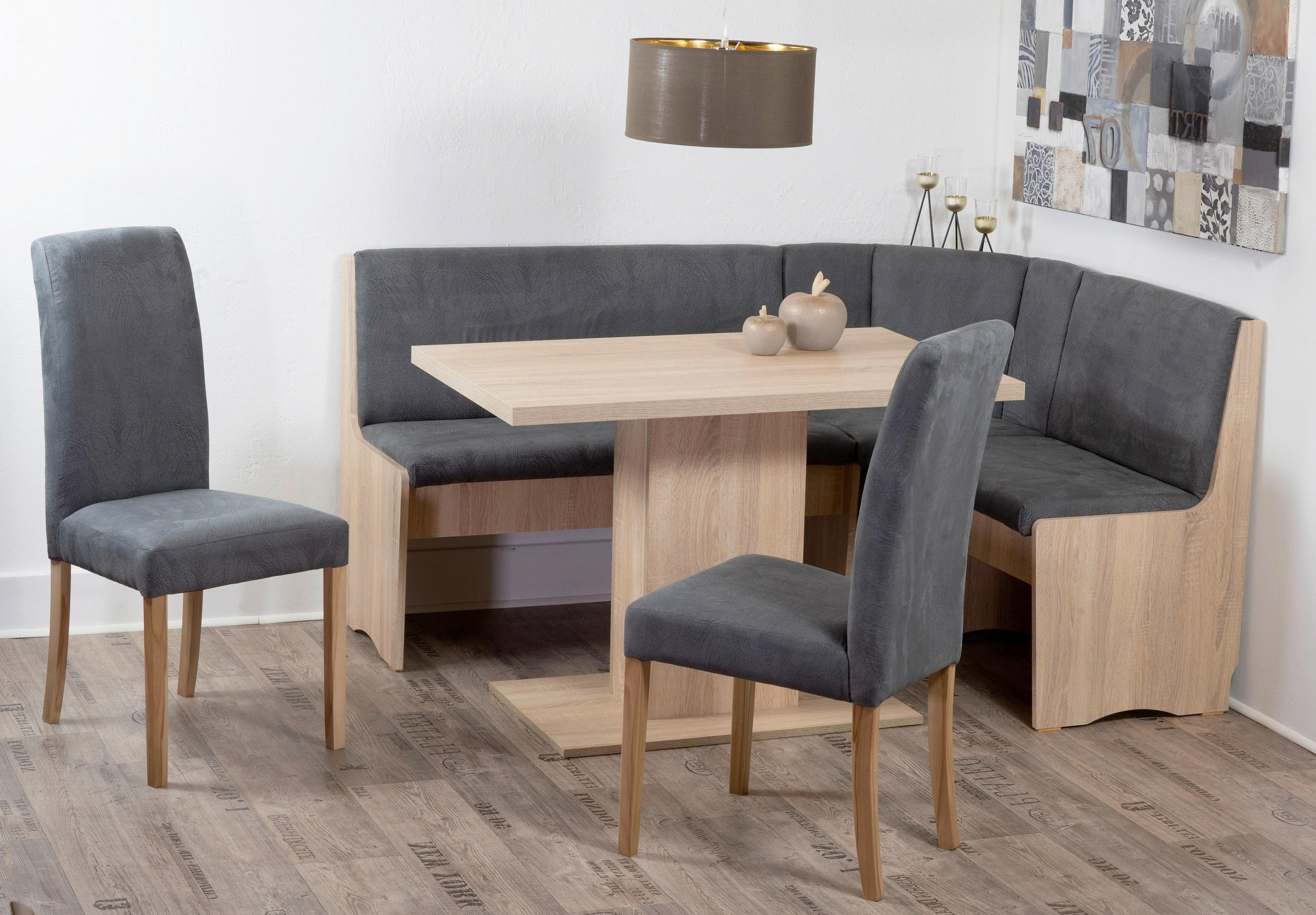 ECKBANKGRUPPE Mikrofaser Sonoma Eiche, Grau  - Grau/Sonoma Eiche, KONVENTIONELL, Holz/Textil (165/89/125cm) - MID.YOU