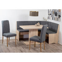 ECKBANKGRUPPE Mikrofaser Sonoma Eiche, Grau  - Grau/Sonoma Eiche, KONVENTIONELL, Holz/Textil (165/89/125cm) - MID.YOU
