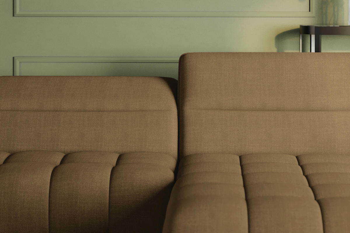 ECKSOFA  in Flachgewebe Olivgrün Rücken echt, Kopfteilverstellung, Sitztiefenverstellung  272/175 cm  - Schwarz/Olivgrün, KONVENTIONELL, Textil/Metall (272/175cm) - Carryhome