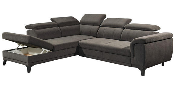 ECKSOFA Dunkelbraun Mikrovelours  - Dunkelbraun/Schwarz, KONVENTIONELL, Kunststoff/Textil (231/274cm) - Carryhome