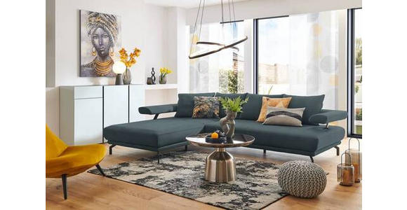 ECKSOFA in Mikrofaser Blau 224/305 cm - Blau/Schwarz, Design, Textil/Metall (224/305cm) - Dieter Knoll