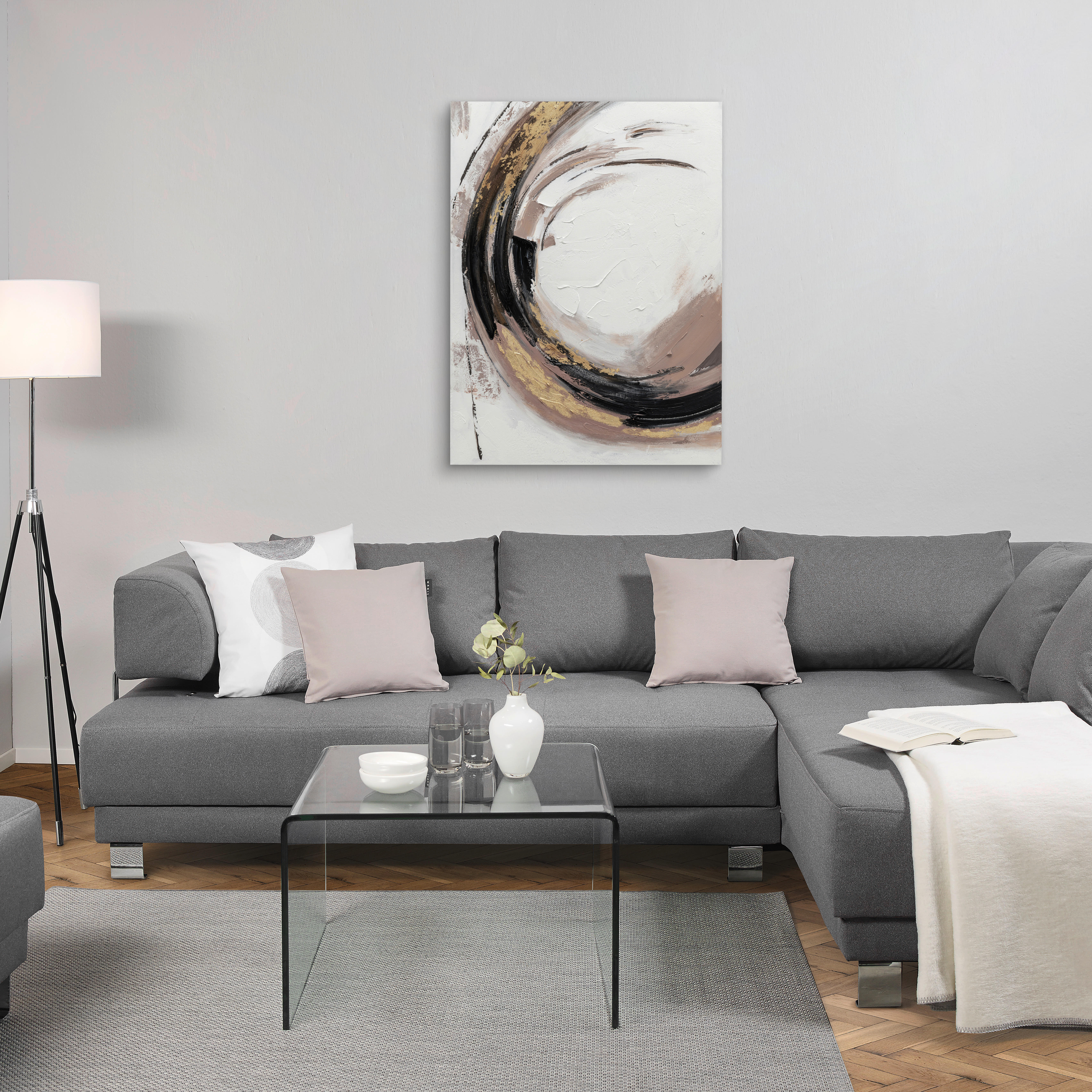 OLJEMÅLNING 90/120 cm  - brun, Trend, trä/textil (90/120cm) - Monee
