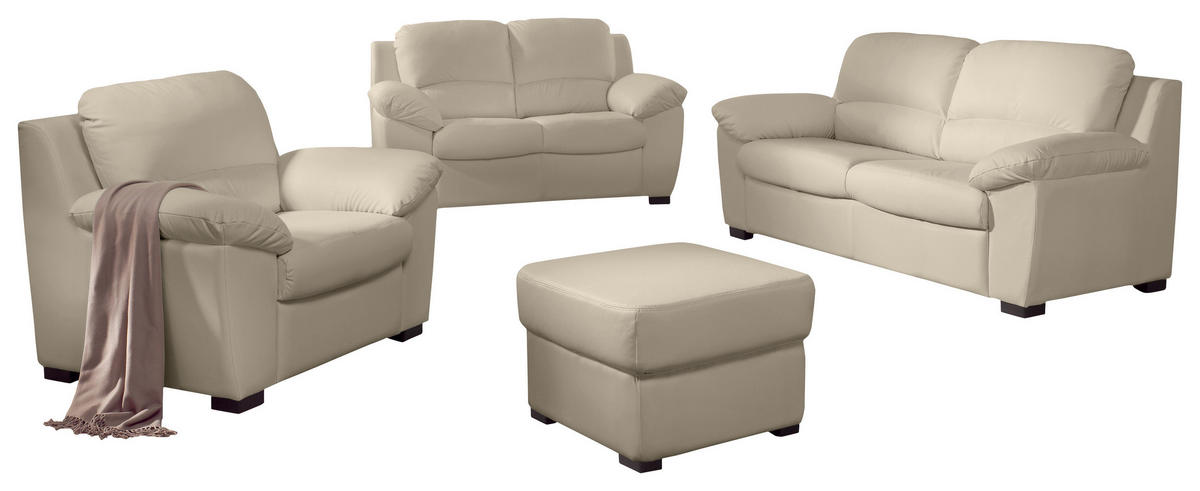 SESSEL Lederlook Beige    - Beige/Schwarz, KONVENTIONELL, Kunststoff/Textil (107/90/90cm) - MID.YOU
