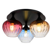 DECKENLEUCHTE  47/21,5 cm    - Klar/Schwarz, Basics, Glas/Textil (47/21,5cm) - Globo