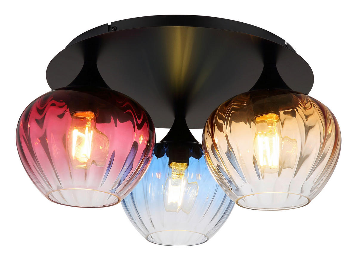 DECKENLEUCHTE  47/21,5 cm    - Klar/Schwarz, Basics, Glas/Textil (47/21,5cm) - Globo