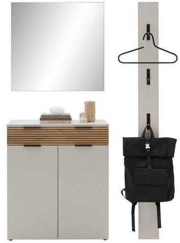 GARDEROBE 3-teilig  in 120/200/40 cm  - Kaschmir/Eichefarben, Design, Holzwerkstoff (120/200/40cm) - Voleo