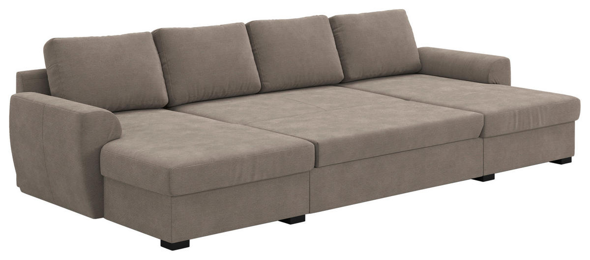 SJEDEĆA GARNITURA tekstil  taupe   - crna/taupe, Trend, tekstil/plastika (154/327/86cm) - MID.YOU