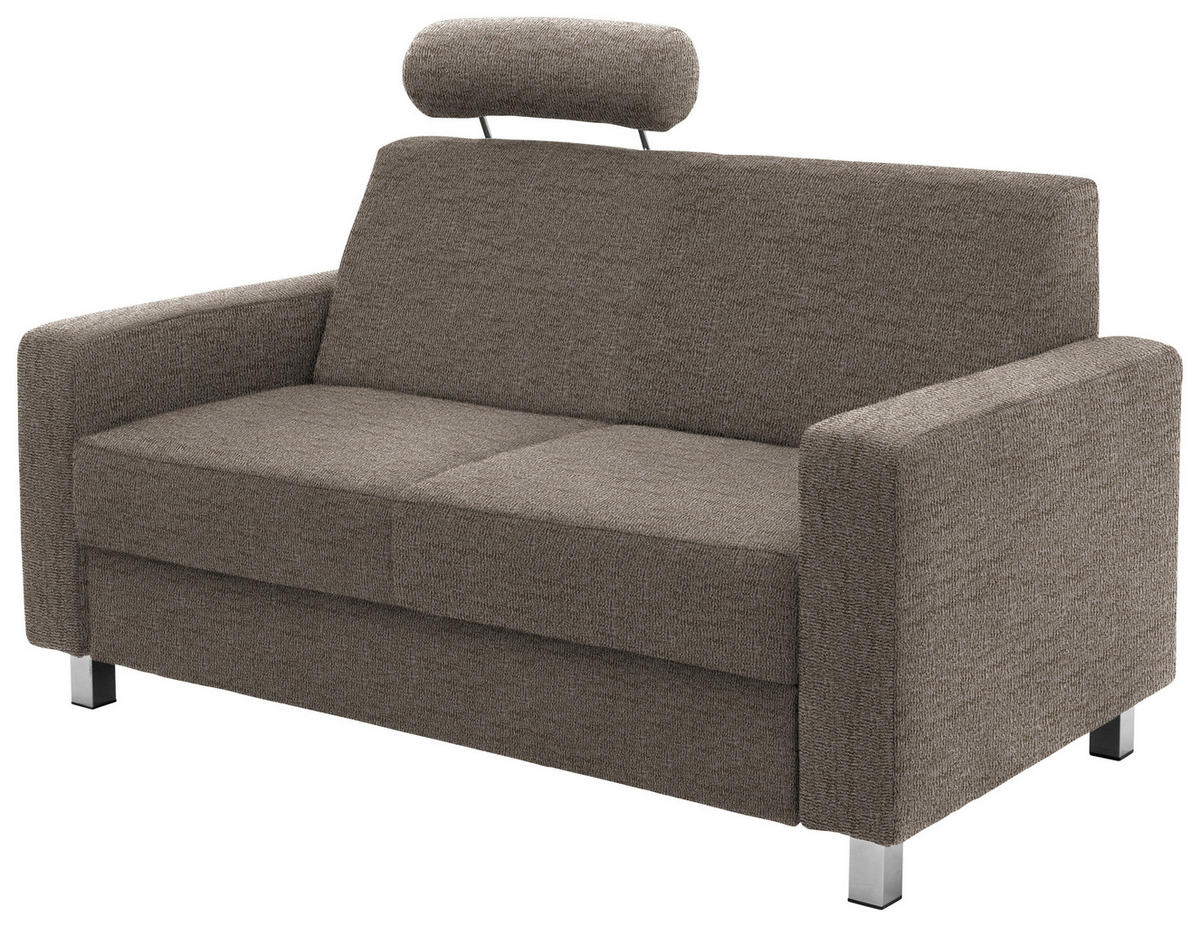 2-SITZER-SOFA in Flachgewebe Hellbraun  - Chromfarben/Hellbraun, Design, Textil/Metall (158/83/85cm) - Xora