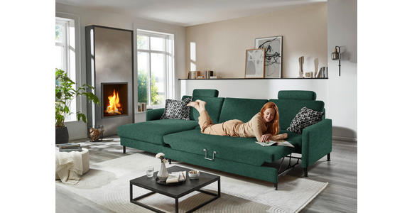 ECKSOFA  in Chenille, Flachgewebe Waldgrün  175/316 cm  - Waldgrün/Schwarz, Design, Textil/Metall (175/316cm) - Dieter Knoll