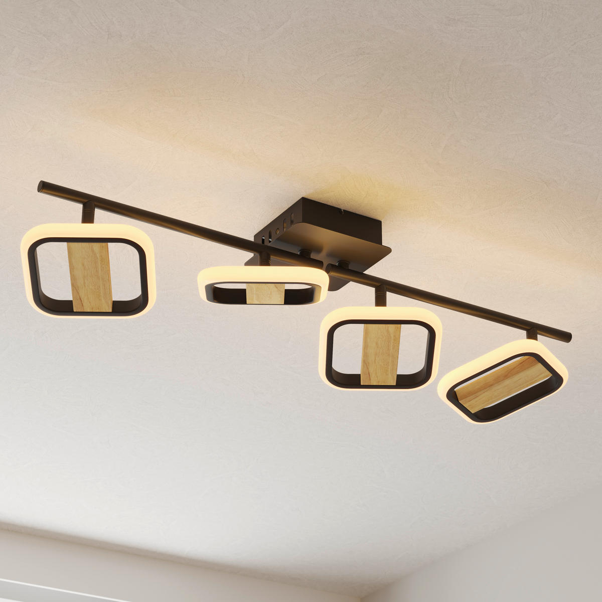 LED-STRAHLER Miriam 68/13,5/12 cm   - Eschefarben/Schwarz, Design, Holz/Kunststoff (68/13,5/12cm) - Novel