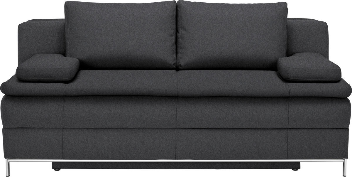 BOXSPRING KANAPÉ textil antracit  - króm/antracit, Design, textil/fém (200/93/107cm) - Novel