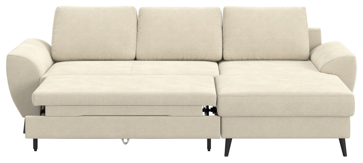 ECKSOFA Cord Beige  - Beige/Schwarz, Trend, Textil/Metall (255/154cm) - MID.YOU