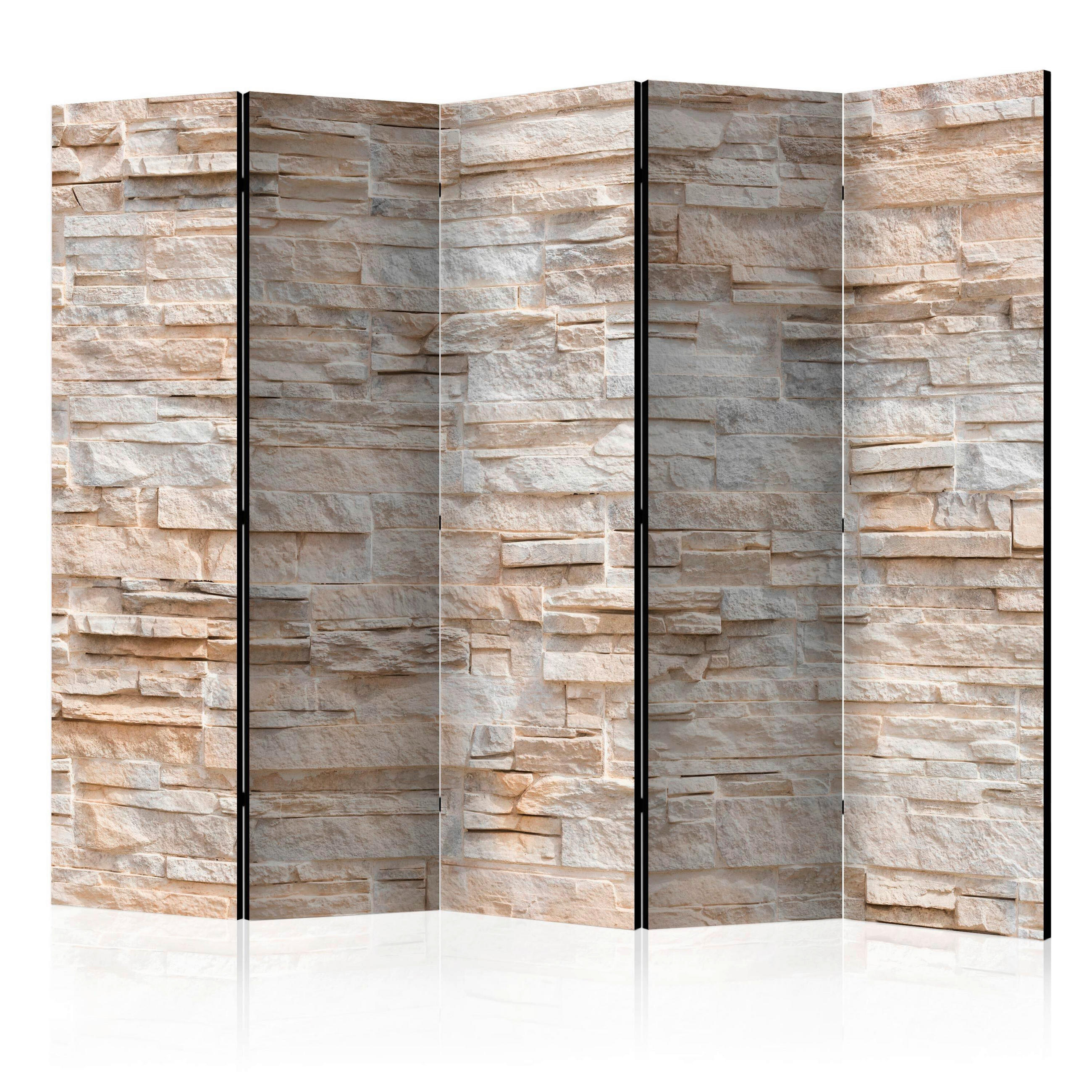 SKÄRMVÄGG  i trä, textil  grå, beige  - beige/grå, Basics, trä/textil (225/172/3cm) - artgeist