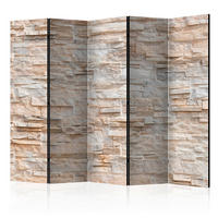 PARAVENT mit 5  Flügel - Beige/Grau, Basics, Holz/Textil (225/172/3cm) - artgeist
