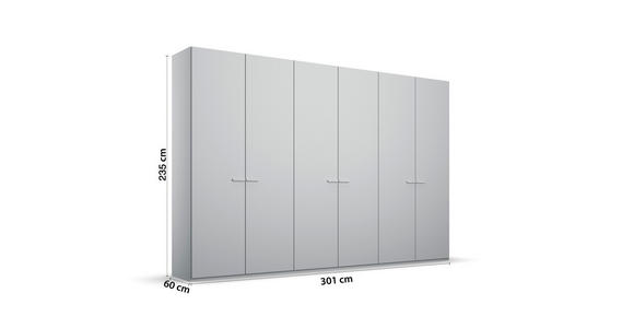 DREHTÜRENSCHRANK 301/235/60 cm 6-türig Hellgrau - Hellgrau, Trend, Glas/Holzwerkstoff (301/235/60cm) - Novel